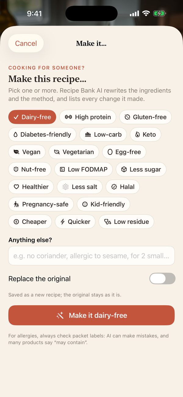 make it dairy-free